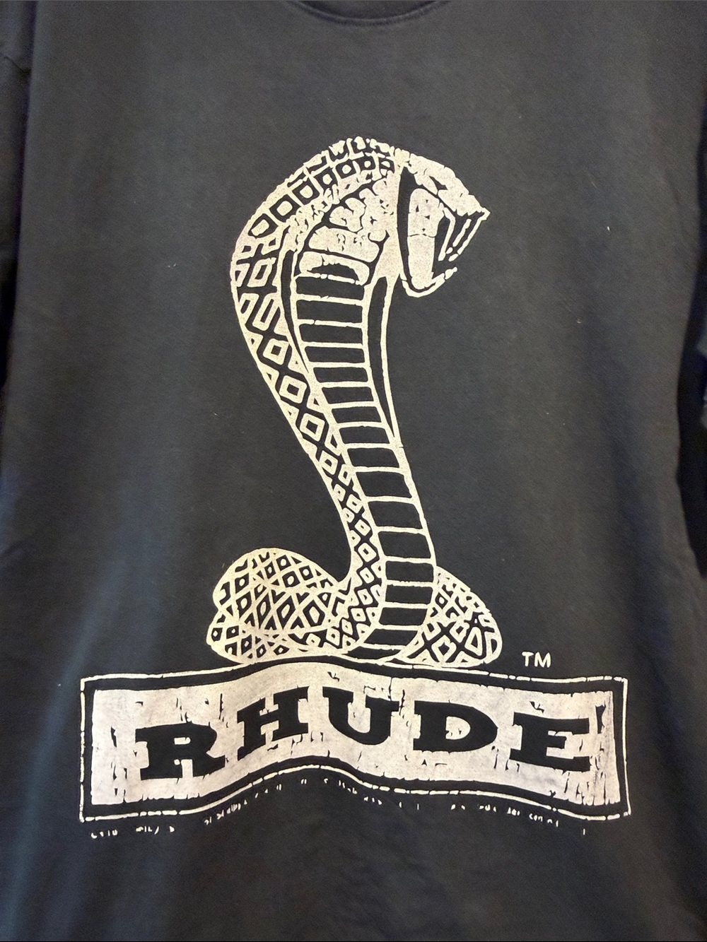 Rhude Black T-Shirt with White Cobra Graphic - Picture 3 of 6